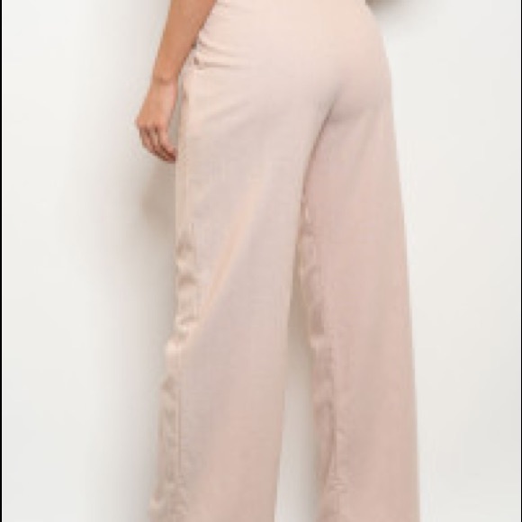 Highwaist button detail wide leg linen ble… - Picture 3 of 4